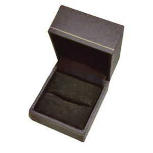 Vintage Hinged Top Wedding Ring Box Black with Gold Detail Black Velvet Ring Bed